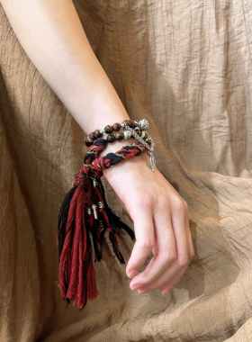 新中式手链女民族风铃铛手绳小众百搭设计感叠戴串珠闺蜜情侣手饰