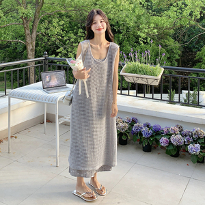 法式灰色罩衫波点吊带连衣裙套装女夏2025新款夏日漂亮超好看长裙图片