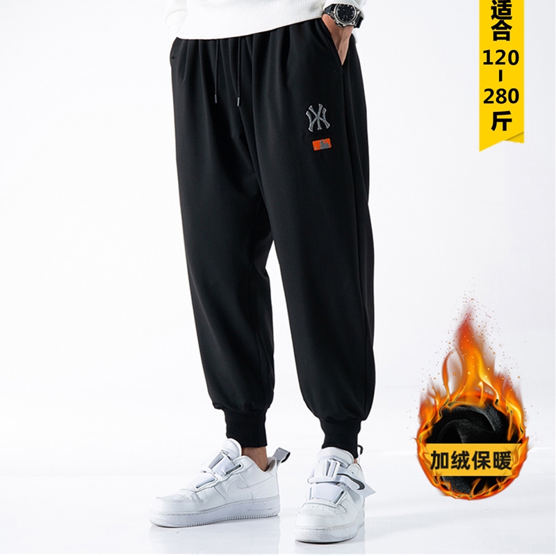 运动裤男宽松弹力束脚裤加肥加大码胖子肥佬卫裤冬季胖人休闲卫裤