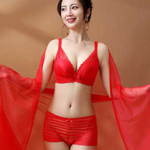 UAM MARA本命年美背内衣女聚拢小胸性感收副乳无钢圈前扣文胸套装