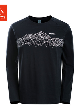 极星户外圆领棉T恤情侣秋冬透气运动长袖AGTD11341男/AGTD12342女