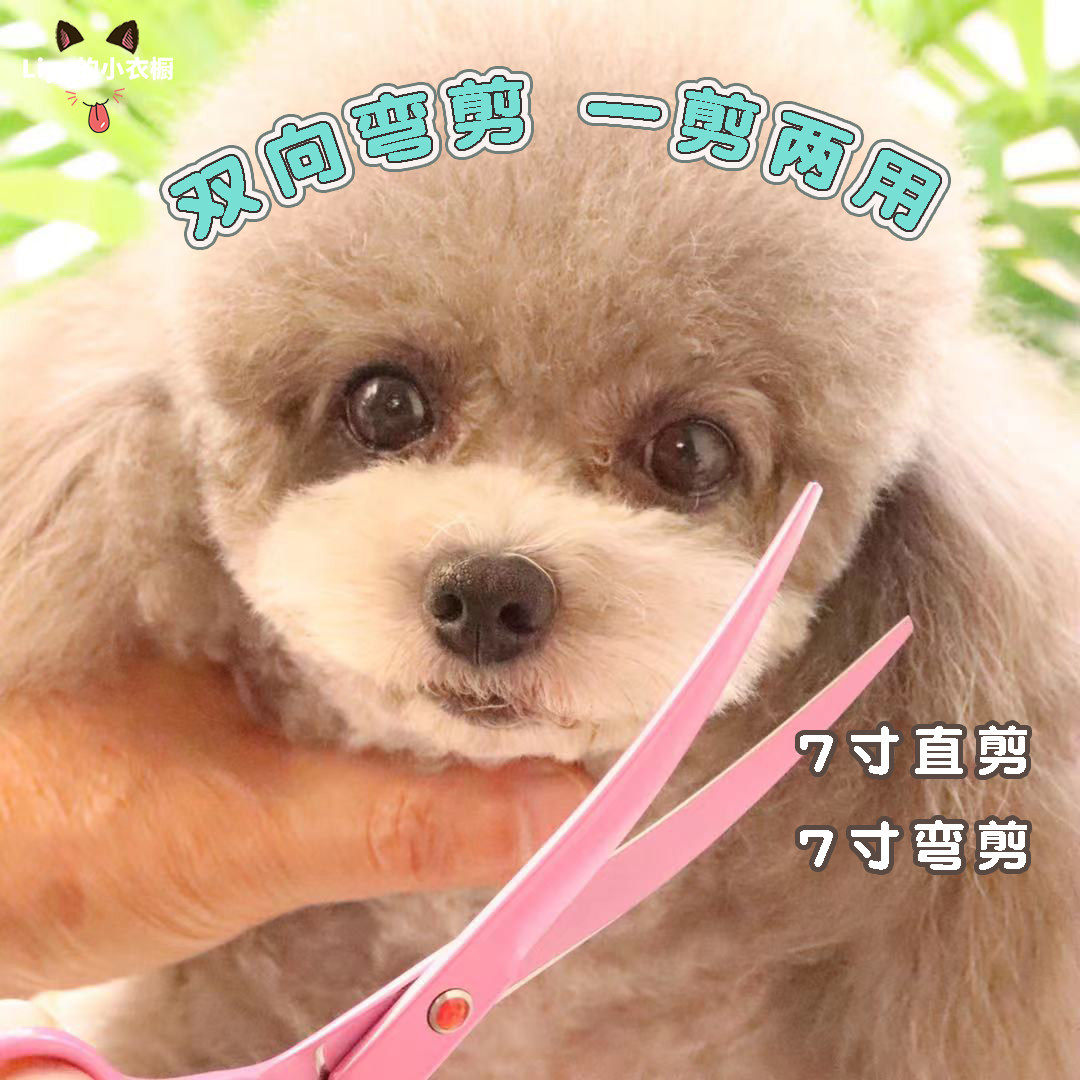 宠物狗狗美容剪刀7寸直剪弯剪泰迪比熊修毛不卡毛剃毛造型