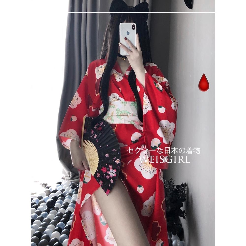 weisgirl日本束腰大红拖地长款樱日式花和服宽松舞台装表演服制服