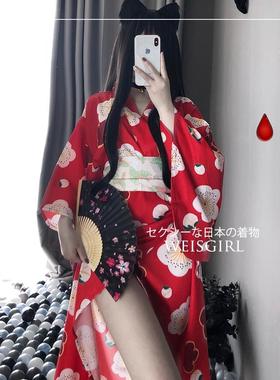 weisgirl日本束腰大红拖地长款樱日式花和服宽松舞台装表演服制服