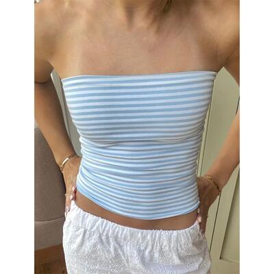 CHRONSTYLE Women Cropped Tube Tops Strapless Off Shoulder