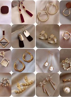 -ndy Pearl Clip on Earrings Earcuffs for Women Gold Color C