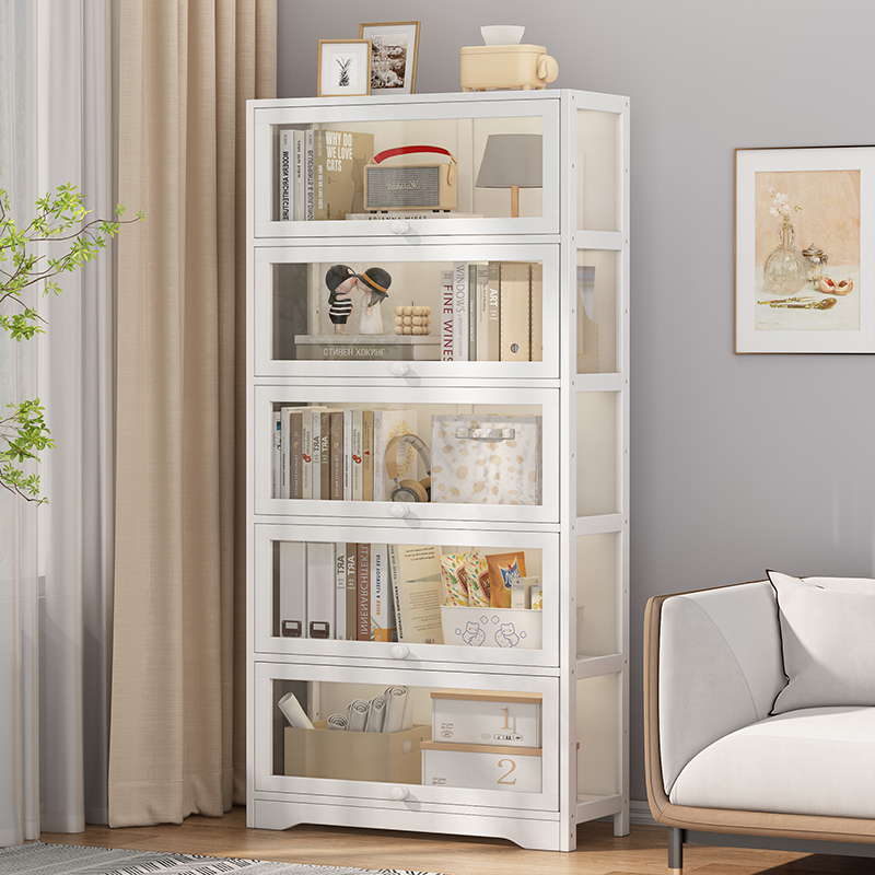 舒亚特白色实木防尘书柜