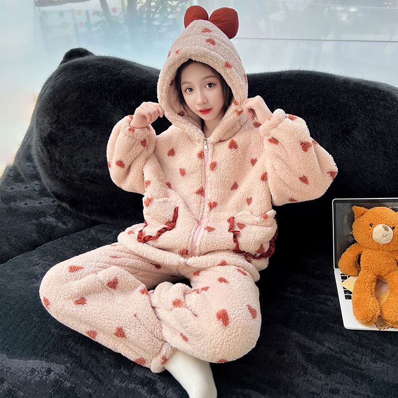 女童加厚睡衣秋冬2025新款家居服