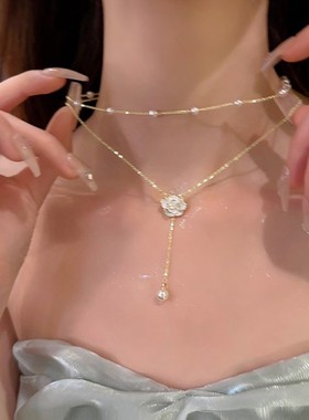 合金材质双层项链锁骨链女