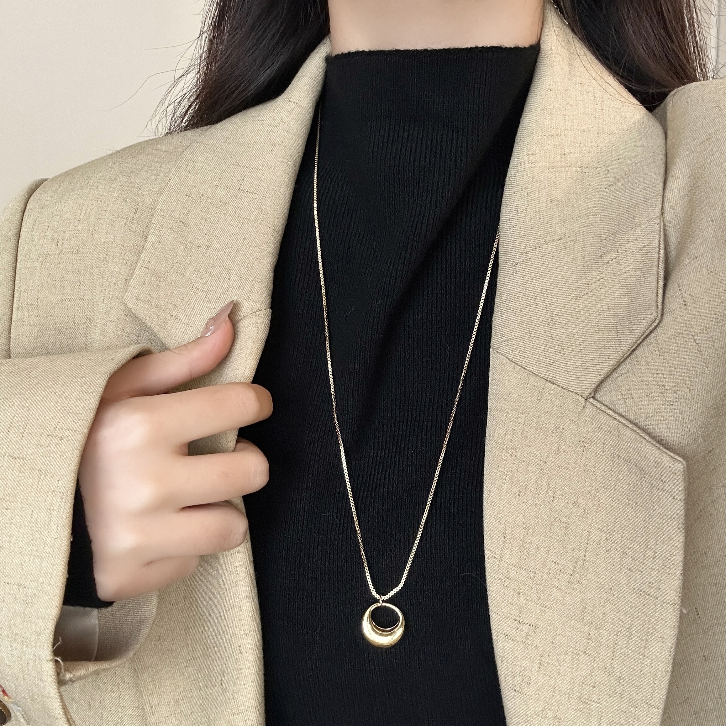 法式金色包包长款项链女款