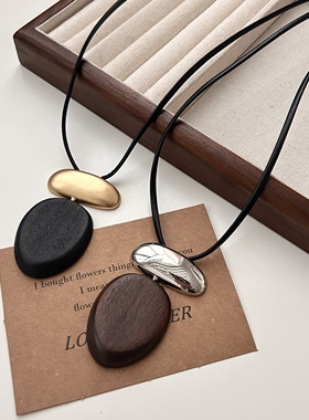 复古民族风简约几何椭圆长款项链