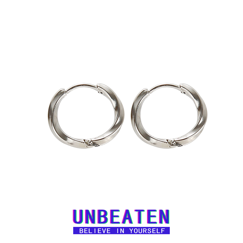 冷淡风莫比乌斯素圈耳环女钛钢