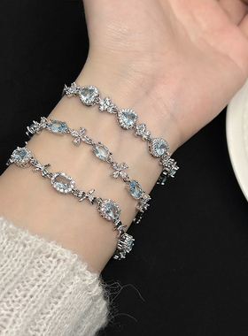 海蓝宝锆石手链女轻奢小众精致高级感气质手饰夏季高颜值手串配饰