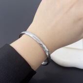 波光粼粼光面圆形手镯女小众设计高级感简约情侣手环男钛钢不掉色