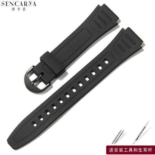 尚卡亚配件适配卡西欧手表带W-800H表带W-217H树脂橡胶凸口18mm