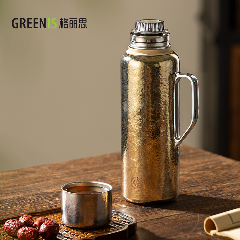 格丽思GREENIS纯钛保温壶家用泡焖茶壶传世壶水壶机械测温750ml