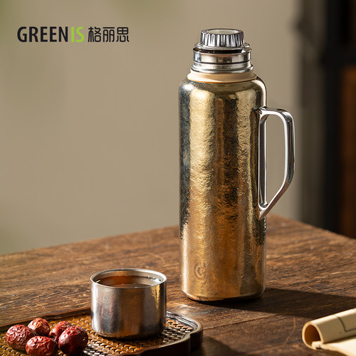 格丽思GREENIS纯钛保温壶家用泡焖茶壶传世壶水壶机械测温750ml
