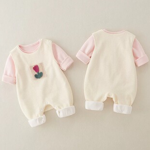 新生婴儿衣服女宝宝秋装连体背带裤公主超萌两件套装网红外出春秋