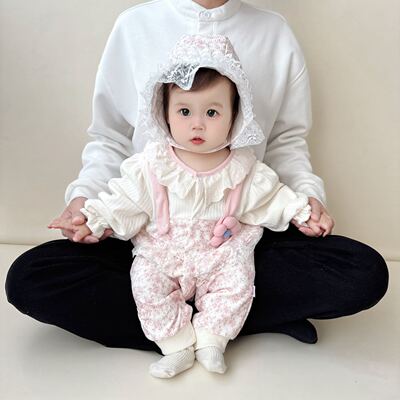 婴儿衣服春装双层连体衣公主爬服