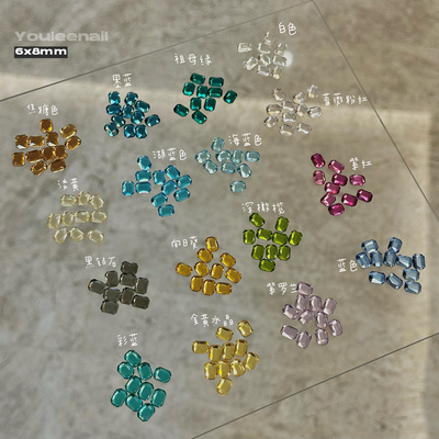 美甲钻长方形平底平底钻黄色钻