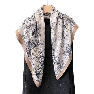 优雅好搭90大方巾丝巾女披肩洋气