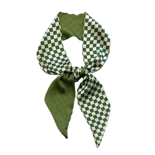 显白显嫩的绿色小丝巾女春夏细窄长条飘带发带扎发绑包包装饰领巾