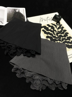 A字裙辣妹短裙女 木耳边短裤 CCA自制设计感纯欲风高腰包臀西装 裙裤