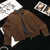 CCA自制美拉德风收腰翻领灯芯绒夹克外套工装 复古条绒棒球服开衫