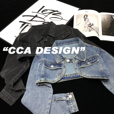 街头辣妹高腰短款牛仔外套