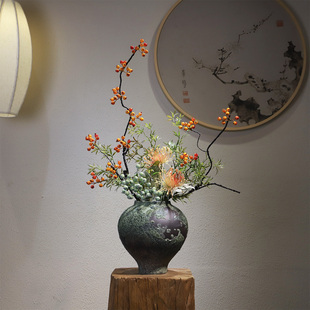 复古陶瓷花瓶新中式禅意宋代美学摆件法式中古民宿酒店设计师推荐