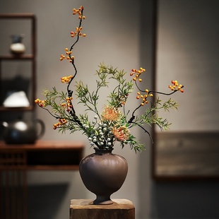 宋代美学陶瓷花瓶禅意中式摆件民宿酒馆高级花艺玄关侘寂中古装饰