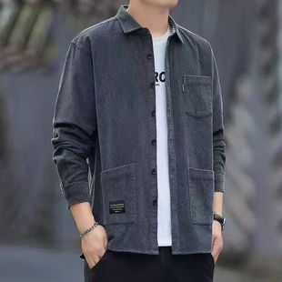 灯芯绒长袖 休闲宽松港风衬衣男工装 衬衫 外套2025款 上衣 男士 秋季