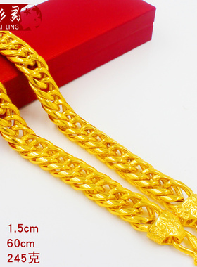霸气风镀黄金实心蛇骨链送老公可