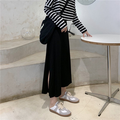 Real shot of new cotton word half length skirt, female Harajuku summer dress, split skirt, small black