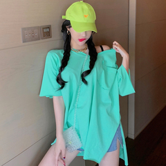 實拍糖果色短袖恤女夏裝寬鬆顯瘦半袖上衣