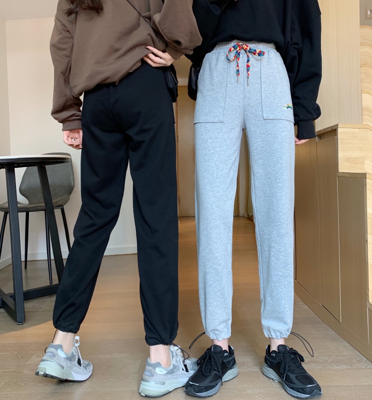 Real photo of 2021 spring new sportswear women's casual Harem Pants women's casual high waist pants