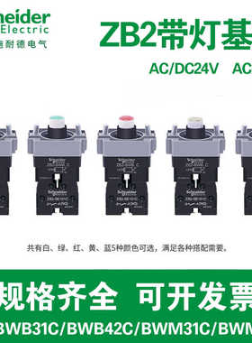 【正品】施耐德ZB2BWB31C带灯按钮42基座51开关ZB2BWM42C 24V220V