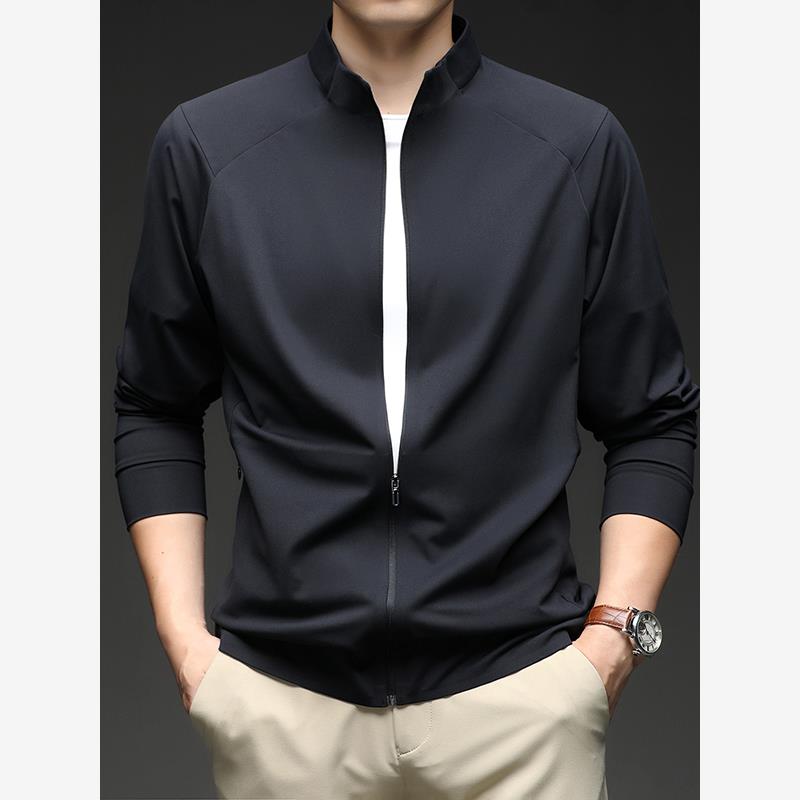 2025春秋季休闲夹克男士立领薄款外套潮流韩版男装修身茄克衫上衣