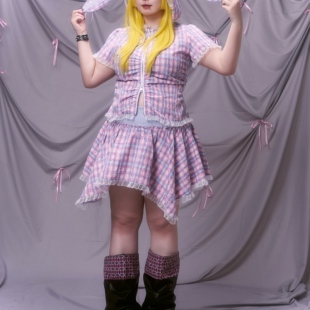 Steal the heart|大码原创兔耳朵拼接花边套装