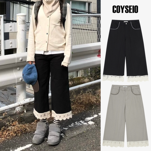COYSEIO蕾丝直筒九分休闲女裤子
