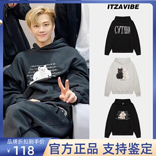 【官方正品】itzavibe天使猫咪卫衣连帽纯棉圆领宽松卡通情侣男女