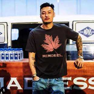 余文乐潮牌纯棉短袖t恤男装新款复古夏季沙滩情侣装半袖学生班服