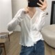 外套空调衫 夏天细米定制柔软桑蚕丝莱赛尔木耳边长袖 上衣轻薄开衫