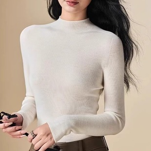 100%羊毛打底王口碑返场精纺德国扬子纱经典半高领修身高弹内搭衫