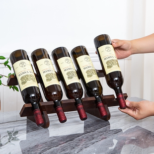 简易倒放酒架橡胶木红酒架摆件实木葡萄酒架客厅酒柜红酒收纳架子