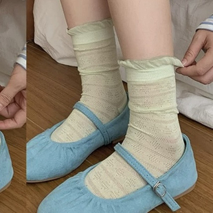 芭蕾鞋 夏季 一抹清新绿～ 镂空泡泡口堆堆袜 直击春夏穿搭