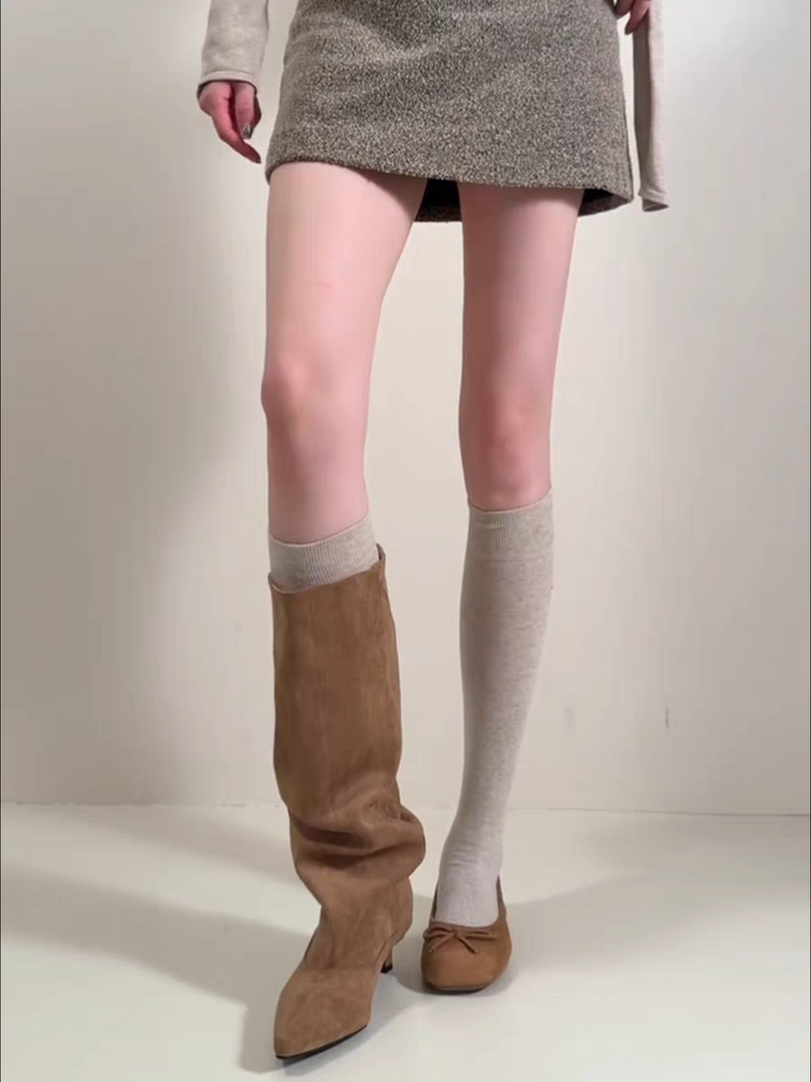 初秋小腿袜inspo~好韩好韩！！搭靴子露边边～超柔棉软橡筋小腿袜