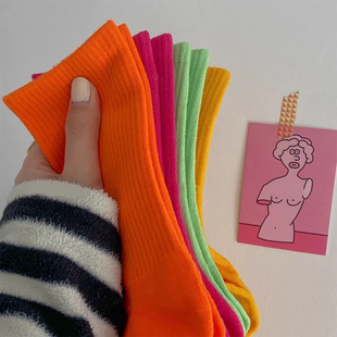 多巴胺彩色穿搭~嘎嘎显白!黄色好亮好喜欢橙色橘色灰色现代舞袜子