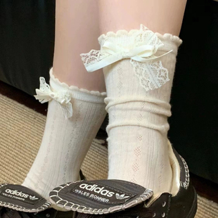 aaa蕾丝蝴蝶结才是本命袜！好少女～夏季jk木耳边少女堆堆袜子