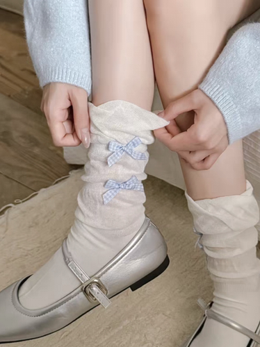 拜托！夏天白色蝴蝶结堆堆＋miu鞋 简直绝美！怎么搭都好看~